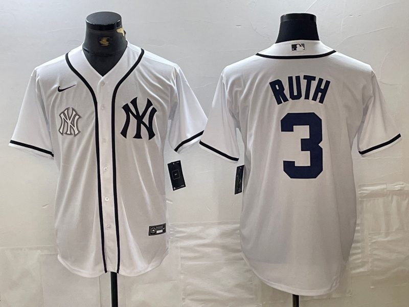 Personalized Men’s New York Yankees #3 Babe Ruth White Cool Base Stitched Baseball Jersey