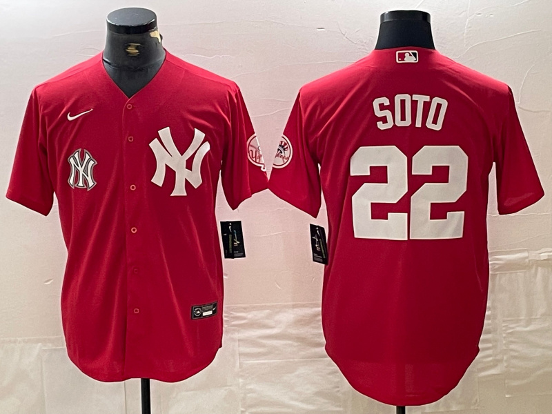 Personalized Men’s New York Yankees #22 Juan Soto Red Cool Base Stitched Baseball Jersey