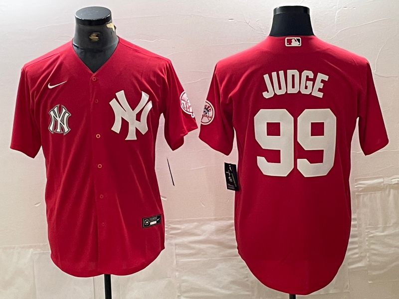 Personalized Men’s New York Yankees #99 Aaron Judge Red Cool Base Stitched Baseball Jersey