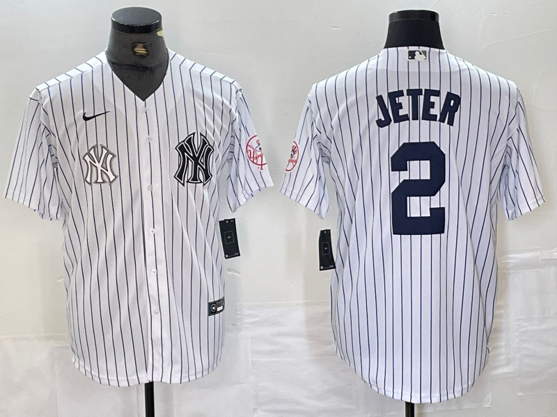 Personalized Men’s New York Yankees #2 Derek Jeter White Cool Base Stitched Baseball Jersey