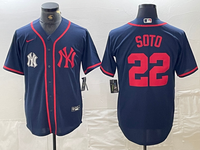 Personalized Men’s New York Yankees #22 Juan Soto Navy Cool Base Stitched Baseball Jersey