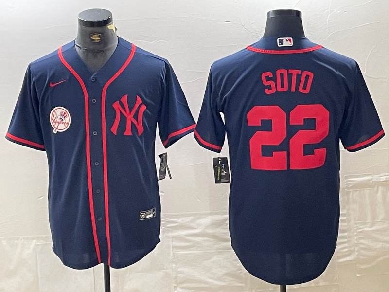 Personalized Men’s New York Yankees #22 Juan Soto Navy Cool Base Stitched Baseball Jersey