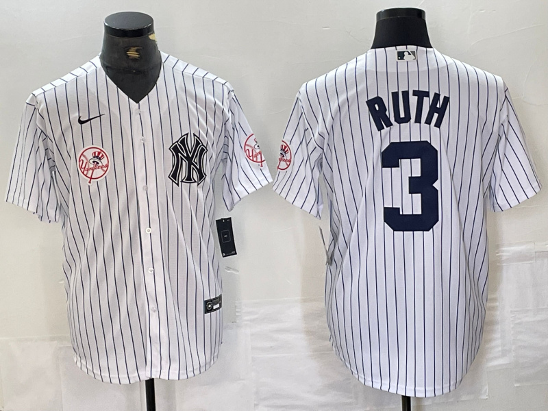 Personalized Men’s New York Yankees #3 Babe Ruth White Cool Base Stitched Baseball Jersey