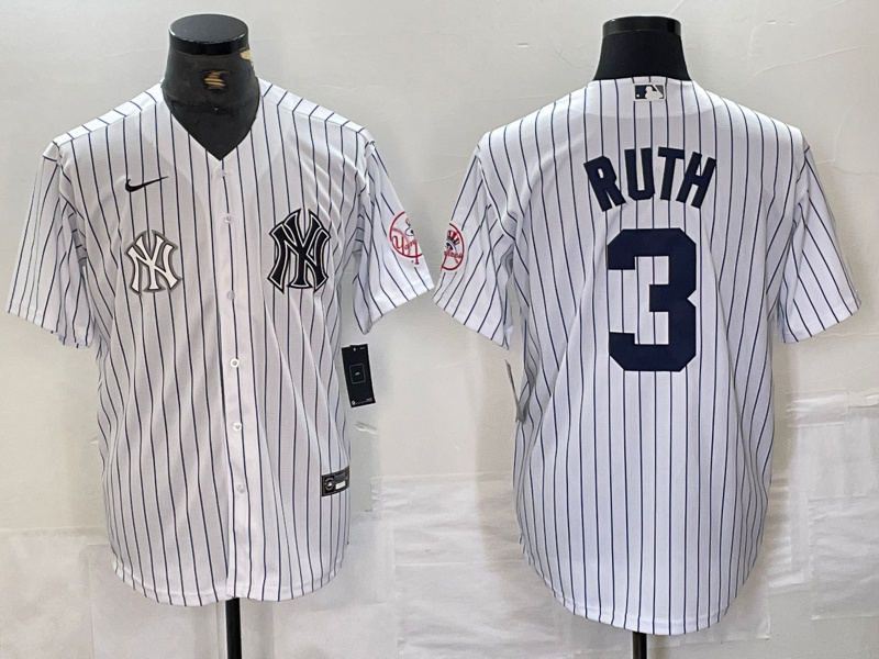 Personalized Men’s New York Yankees #3 Babe Ruth White Cool Base Stitched Baseball Jersey