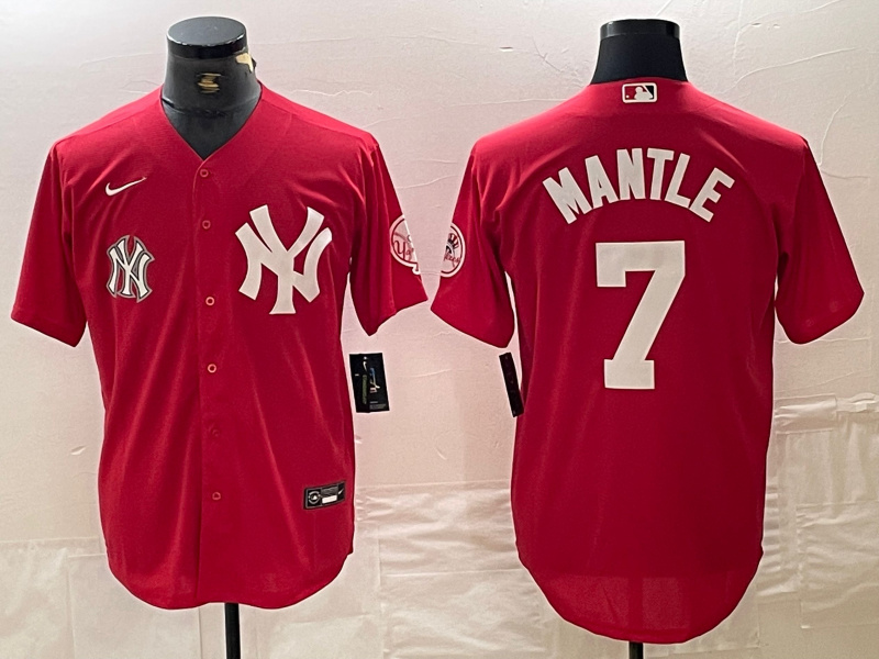 Personalized Men’s New York Yankees #7 Mickey Mantle Red Cool Base Stitched Baseball Jersey