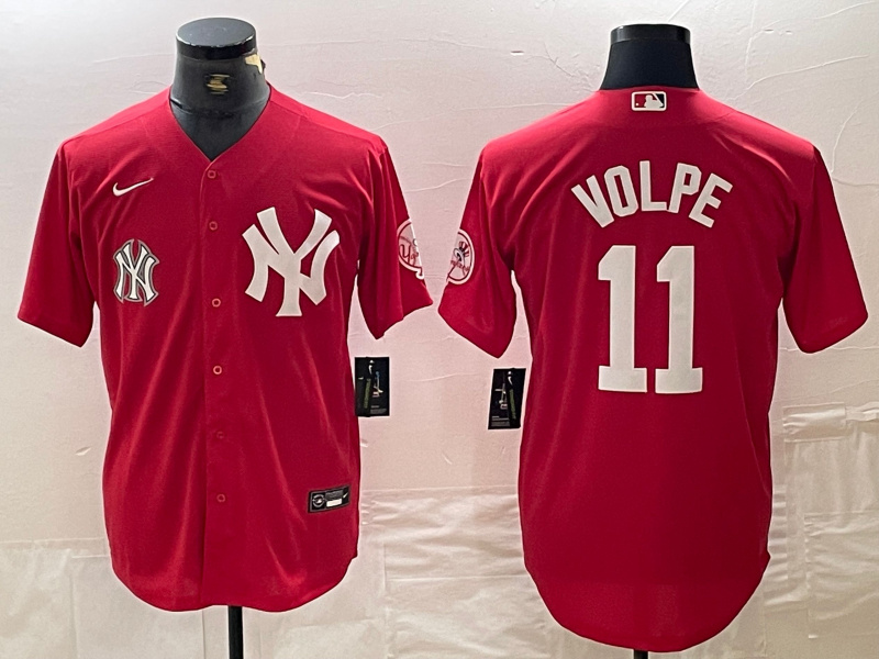 Personalized Men’s New York Yankees #11 Anthony Volpe Red Cool Base Stitched Baseball Jersey