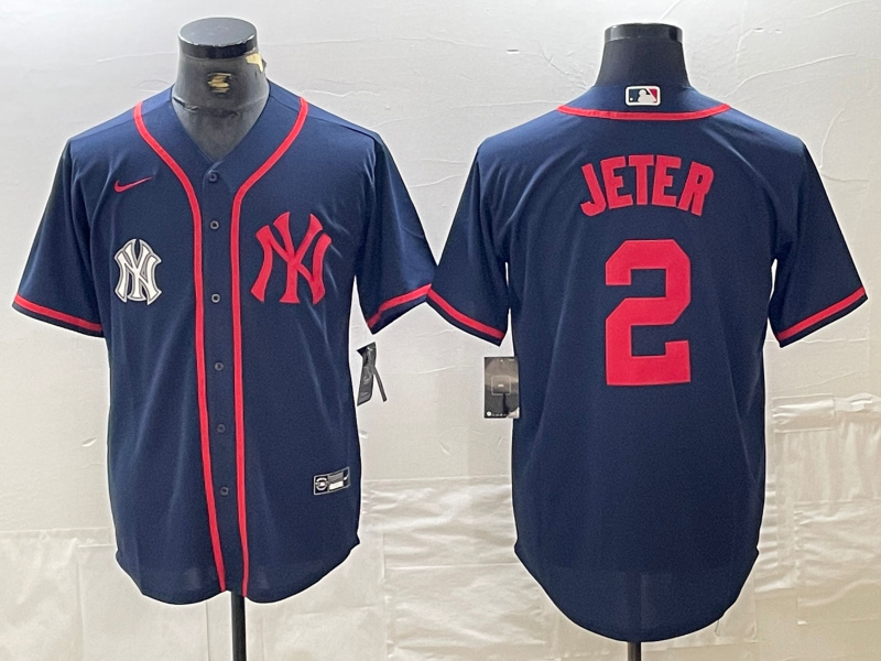 Personalized Men’s New York Yankees #2 Derek Jeter Navy Cool Base Stitched Baseball Jersey