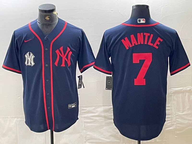 Personalized Men’s New York Yankees #7 Mickey Mantle Navy Cool Base Stitched Baseball Jersey