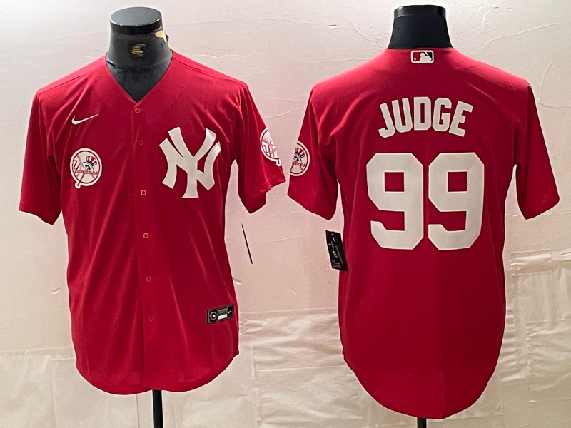 Personalized Men’s New York Yankees #99 Aaron Judge Red Cool Base Stitched Baseball Jersey