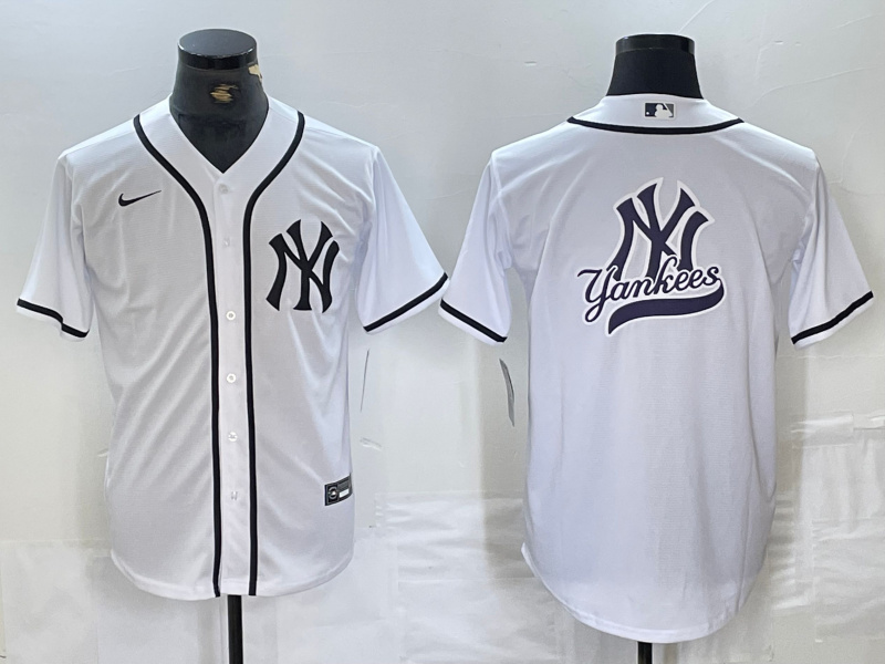 Personalized Men’s New York Yankees White Team Big Logo Cool Base Stitched Baseball Jersey