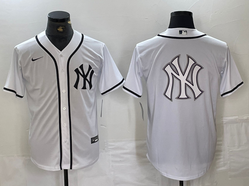 Personalized Men’s New York Yankees White Team Big Logo Cool Base Stitched Baseball Jersey