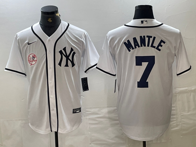 Personalized Men’s New York Yankees #7 Mickey Mantle White Cool Base Stitched Baseball Jersey