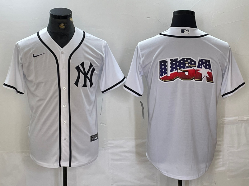 Personalized Men’s New York Yankees White Team Big Logo Cool Base Stitched Baseball Jersey