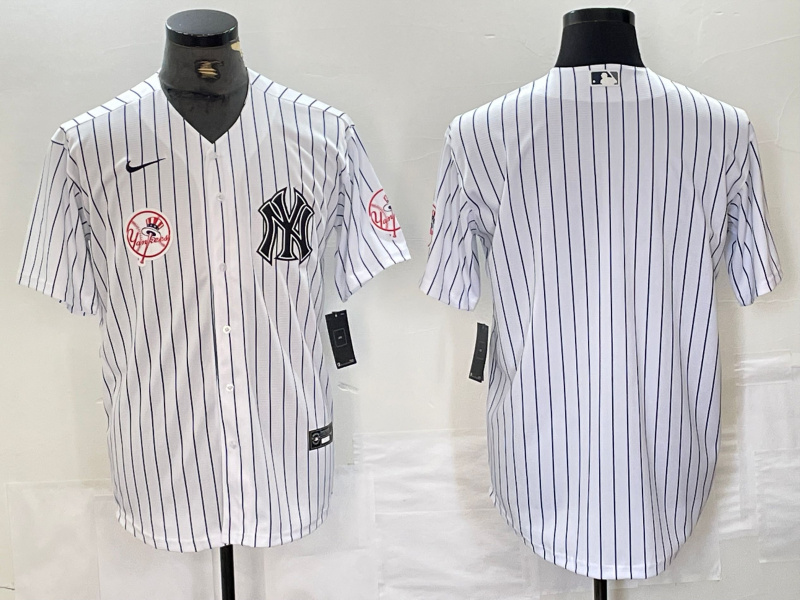 Personalized Men’s New York Yankees White Team Big Logo Cool Base Stitched Baseball Jersey