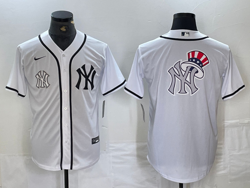 Personalized Men’s New York Yankees White Team Big Logo Cool Base Stitched Baseball Jersey