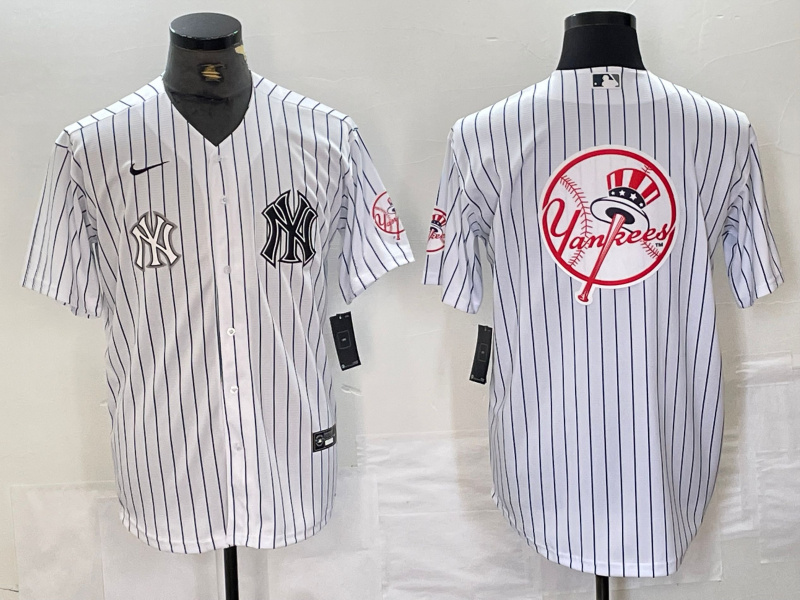 Personalized Men’s New York Yankees White Team Big Logo Cool Base Stitched Baseball Jersey