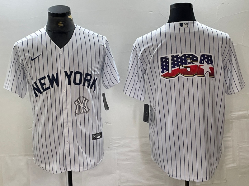 Personalized Men’s New York Yankees White Team Big Logo Cool Base Stitched Baseball Jersey