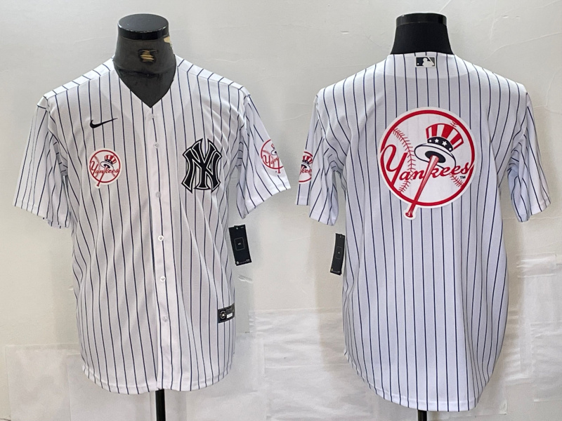 Personalized Men’s New York Yankees White Team Big Logo Cool Base Stitched Baseball Jersey