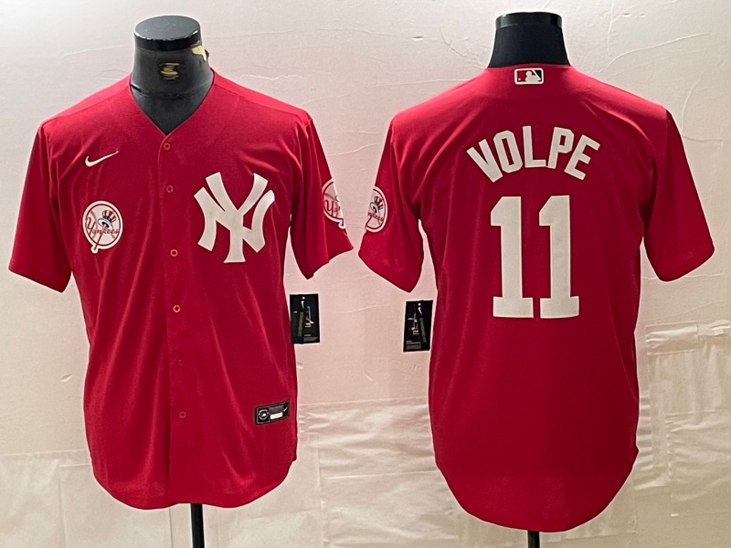Personalized Men’s New York Yankees #11 Anthony Volpe Red Cool Base Stitched Baseball Jersey