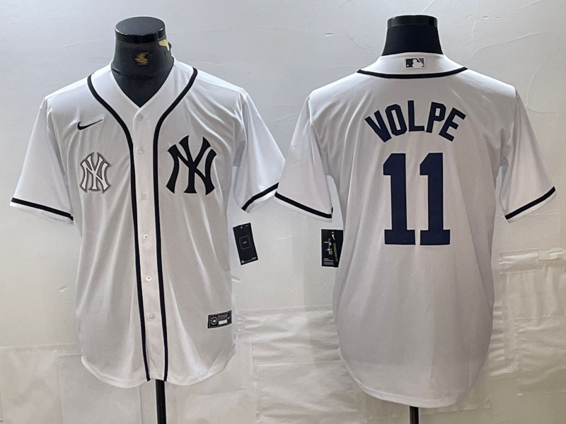 Personalized Men’s New York Yankees #11 Anthony Volpe White Cool Base Stitched Baseball JerseyS