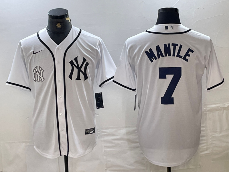 Personalized Men’s New York Yankees #7 Mickey Mantle White Cool Base Stitched Baseball Jersey