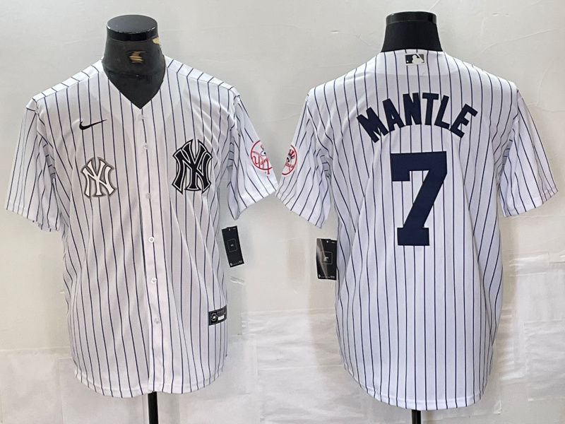 Personalized Men’s New York Yankees #7 Mickey Mantle White Cool Base Stitched Baseball Jersey