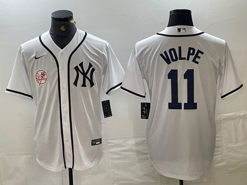 Personalized Men’s New York Yankees #11 Anthony Volpe White Cool Base Stitched Baseball JerseyS 1