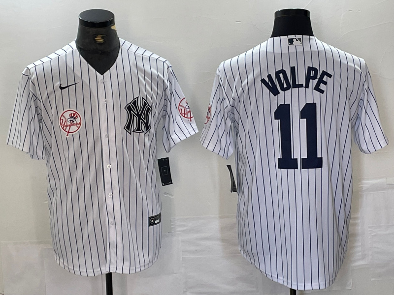 Personalized Men’s New York Yankees #11 Anthony Volpe White Cool Base Stitched Baseball JerseyS 3