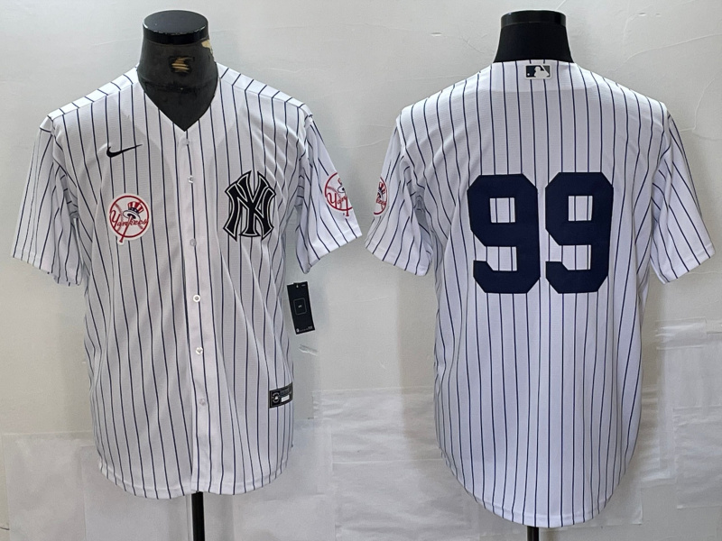Personalized Men’s New York Yankees #99 Aaron Judge White Cool Base Stitched Baseball Jersey