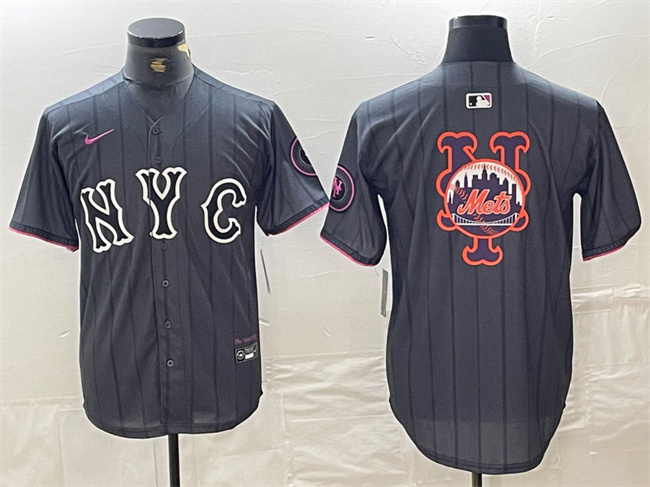 Personalized Men’s New York Mets Team Big Logo Graphite 2024 City Connect Limited Stitched Baseball Jersey