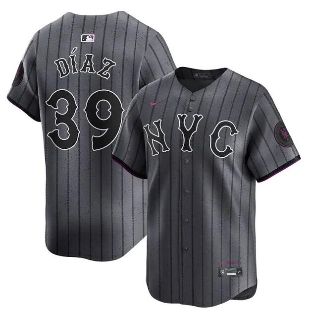 Personalized Men’s New York Mets #39 Edwin Díaz Graphite 2024 City Connect Limited Stitched Baseball Jersey