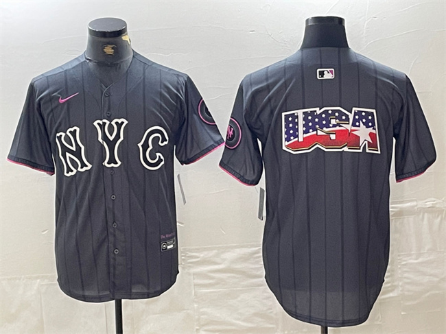 Personalized Men’s New York Mets Team Big Logo Graphite 2024 City Connect Limited Stitched Baseball Jerseys