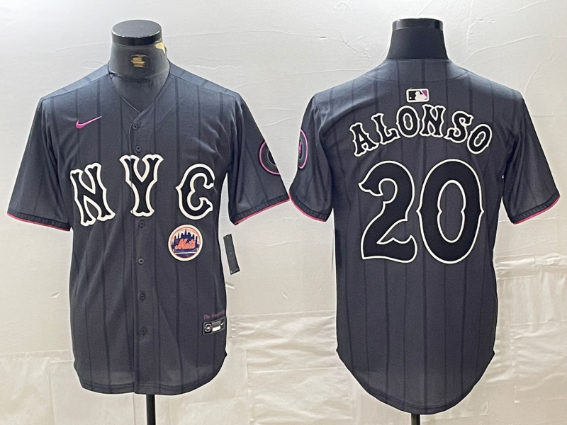 Personalized Men’s New York Mets #20 Pete Alonso Graphite 2024 City Connect Limited Stitched Baseball Jersey