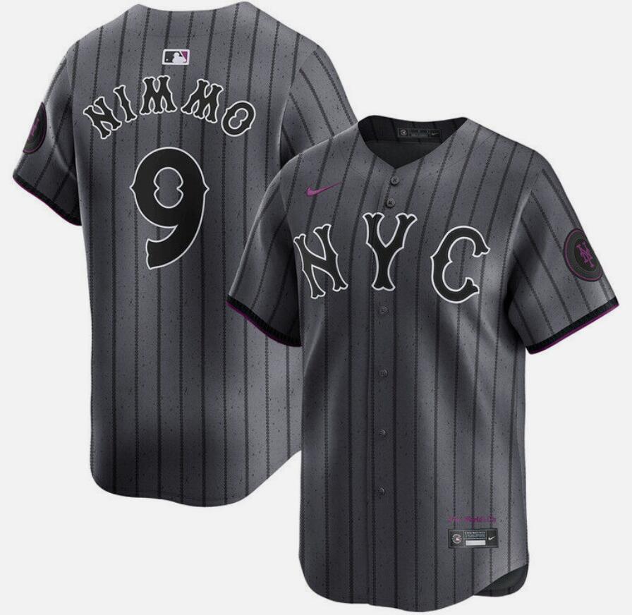 Personalized Men’s New York Mets #9 Brandon Nimmo Graphite 2024 City Connect Limited Stitched Baseball Jersey