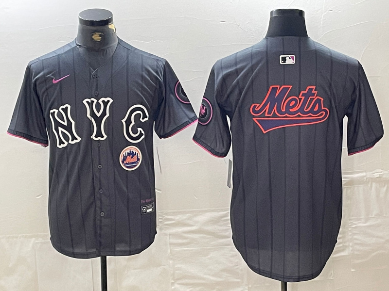 Personalized Men’s New York Mets Team Big Logo Graphite 2024 City Connect Limited Stitched Baseball Jersey