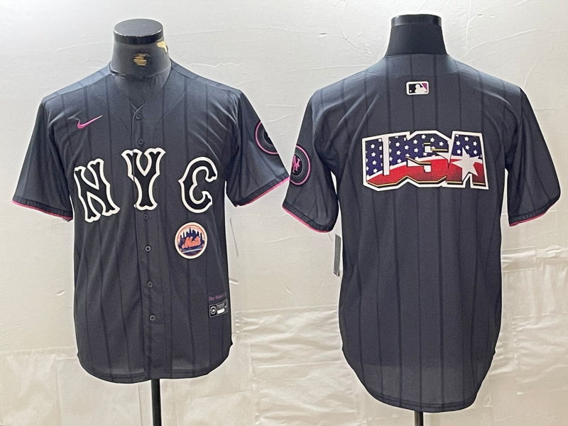 Personalized Men’s New York Mets Team Big Logo Graphite 2024 City Connect Limited Stitched Baseball Jersey