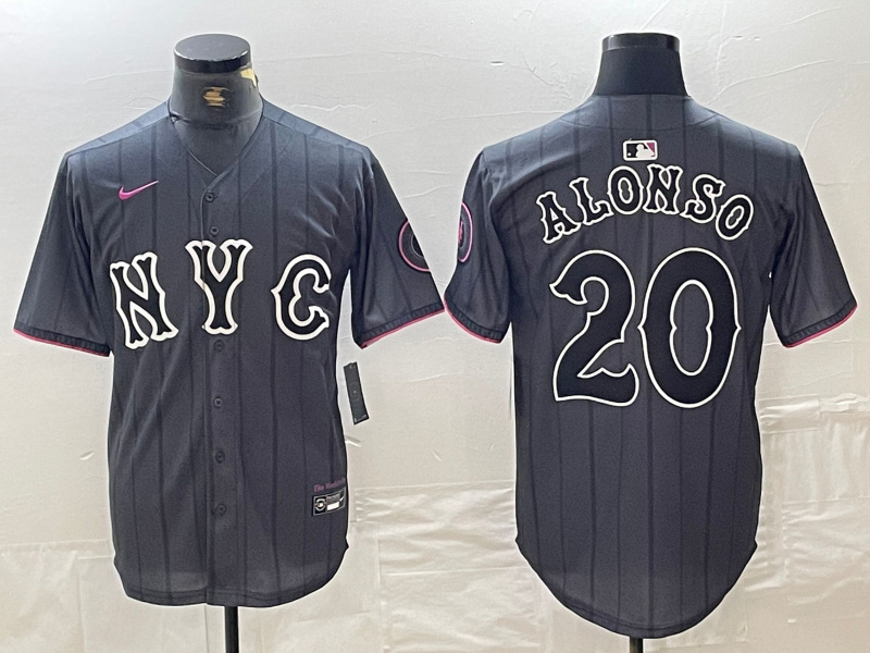 Personalized Men’s New York Mets #20 Pete Alonso Graphite 2024 City Connect Limited Stitched Baseball Jersey