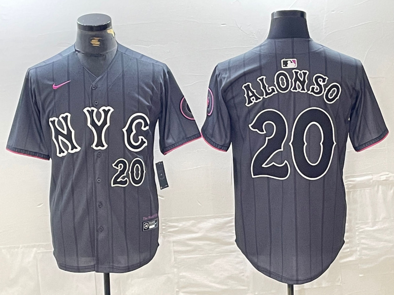 Personalized Men’s New York Mets #20 Pete Alonso Graphite 2024 City Connect Limited Stitched Baseball Jersey