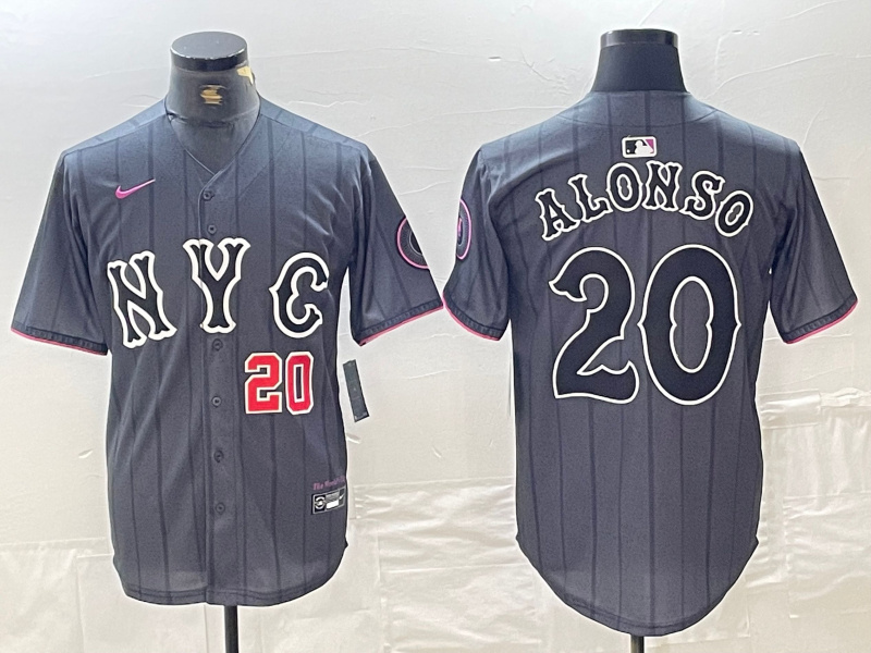 Personalized Men’s New York Mets #20 Pete Alonso Graphite 2024 City Connect Limited Stitched Baseball Jersey