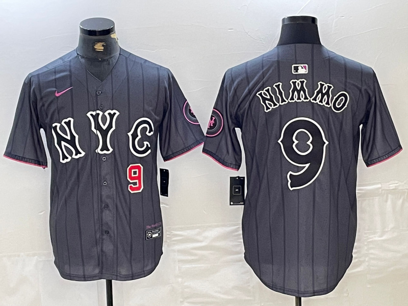 Personalized Men’s New York Mets #9 Brandon Nimmo Graphite 2024 City Connect Limited Stitched Baseball Jersey