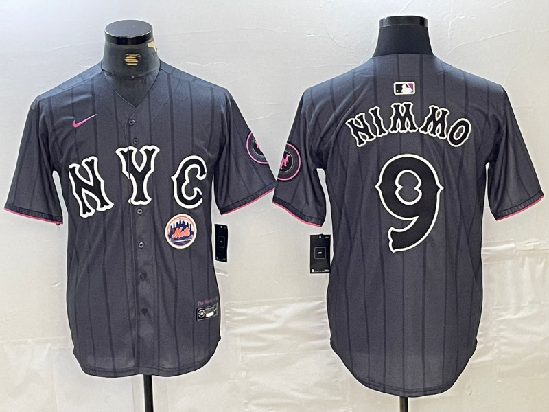 Personalized Men’s New York Mets #9 Brandon Nimmo Graphite 2024 City Connect Limited Stitched Baseball Jersey