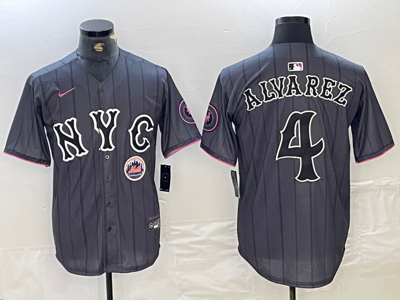 Personalized Men’s New York Mets #4 Francisco Alvarez Graphite 2024 City Connect Limited Stitched Baseball Jersey