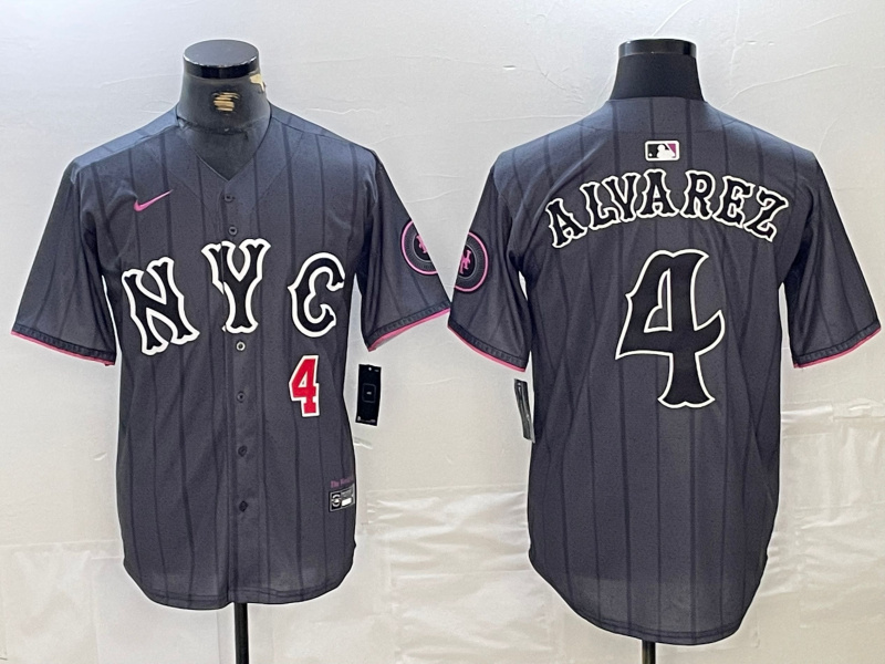 Personalized Men’s New York Mets #4 Francisco Alvarez Graphite 2024 City Connect Limited Stitched Baseball Jersey