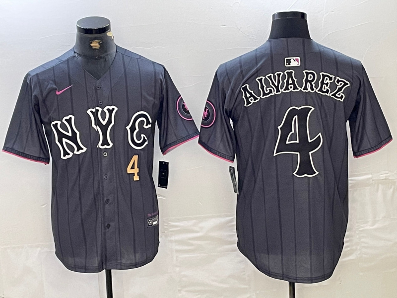 Personalized Men’s New York Mets #4 Francisco Alvarez Graphite 2024 City Connect Limited Stitched Baseball Jersey