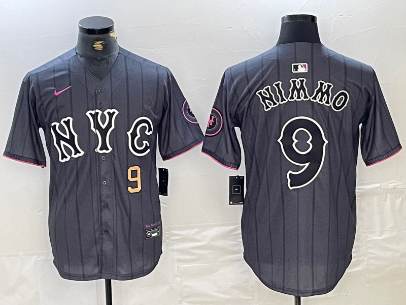 Personalized Men’s New York Mets #9 Brandon Nimmo Graphite 2024 City Connect Limited Stitched Baseball Jersey