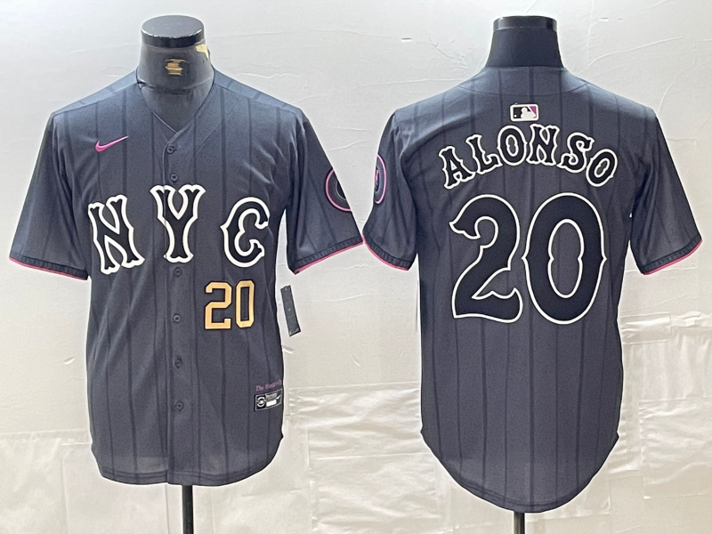 Personalized Men’s New York Mets #20 Pete Alonso Graphite 2024 City Connect Limited Stitched Baseball Jerseys