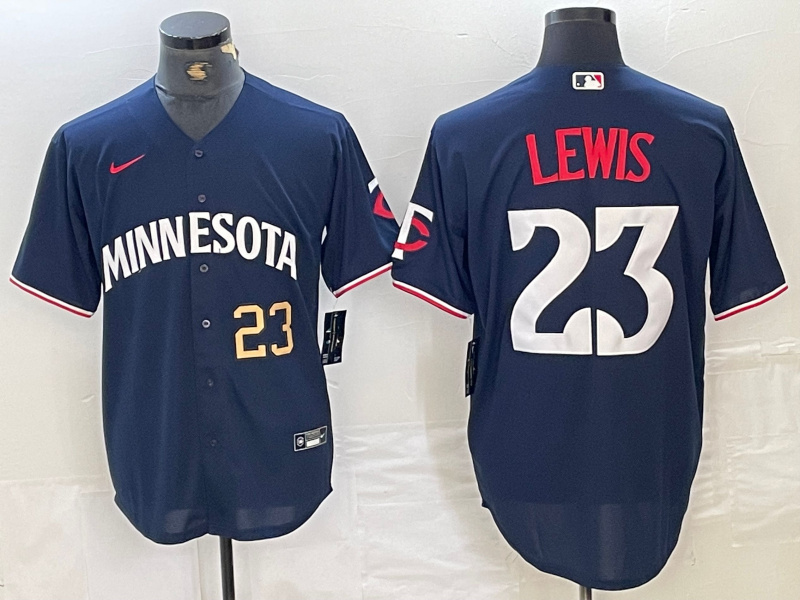 Personalized Men’s Minnesota Twins #23 Royce Lewis NAVY Cool Base Stitched Baseball Jersey