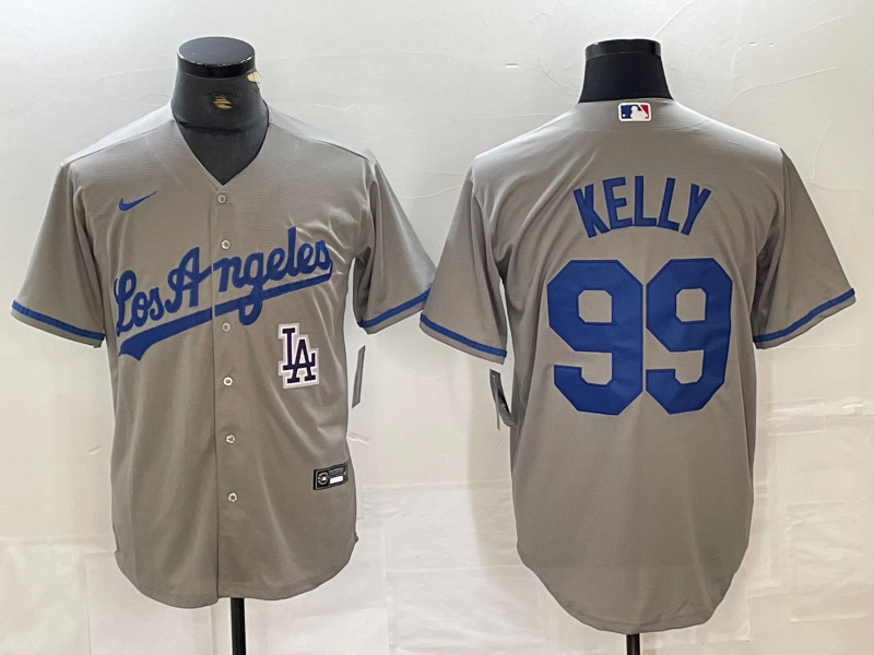 Personalized Men’s Los Angeles Dodgers #99 Joe Kelly Grey Stitched Jersey(Run Small)