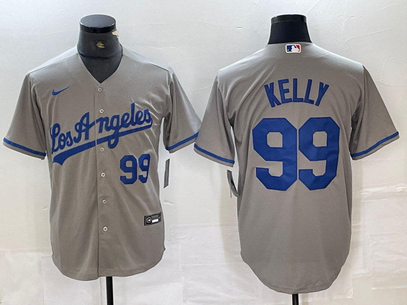 Personalized Men’s Los Angeles Dodgers #99 Joe Kelly Grey Stitched Jersey(Run Small)