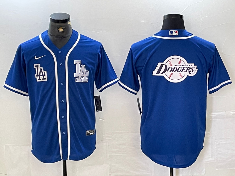 Personalized Men’s Los Angeles Dodgers Big logo Blue Cool Base Stitched Baseball Jersey